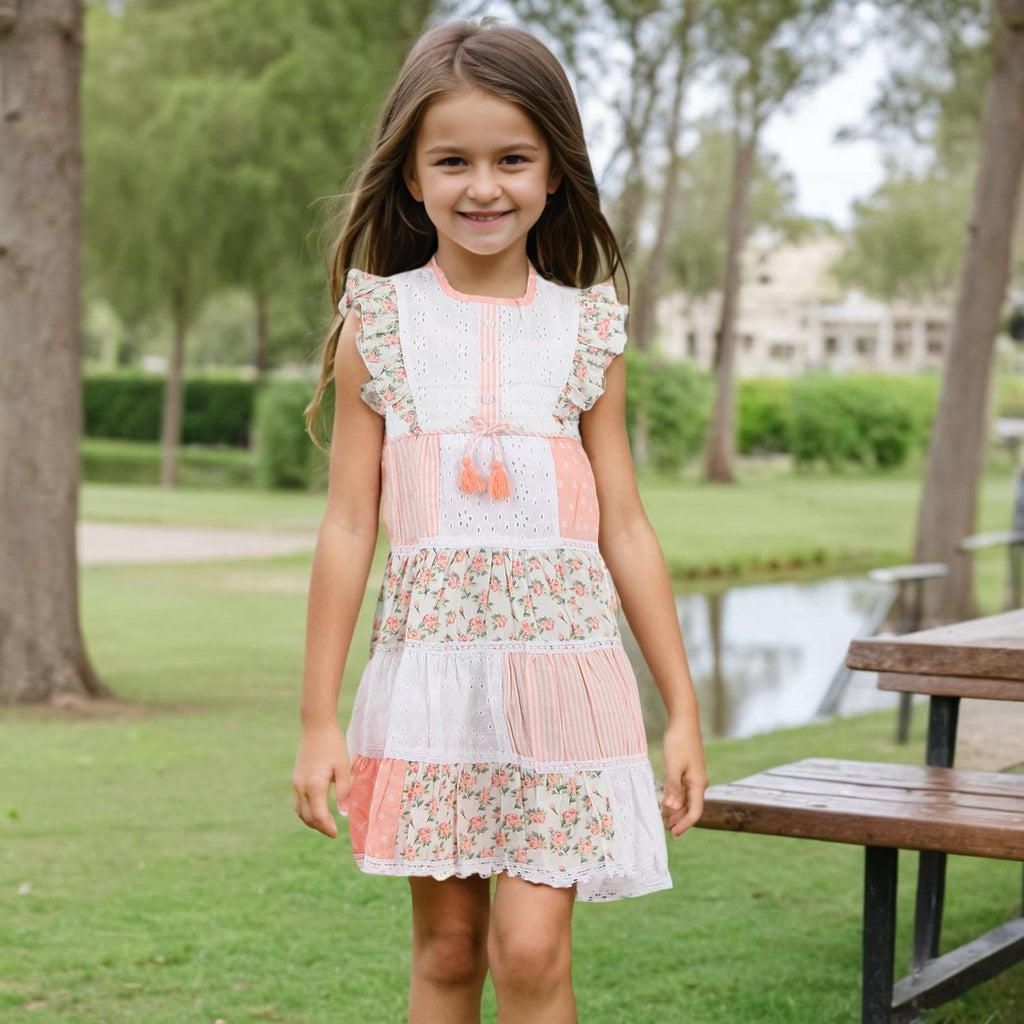 Girls Printed Sleeveless Tiered Dress