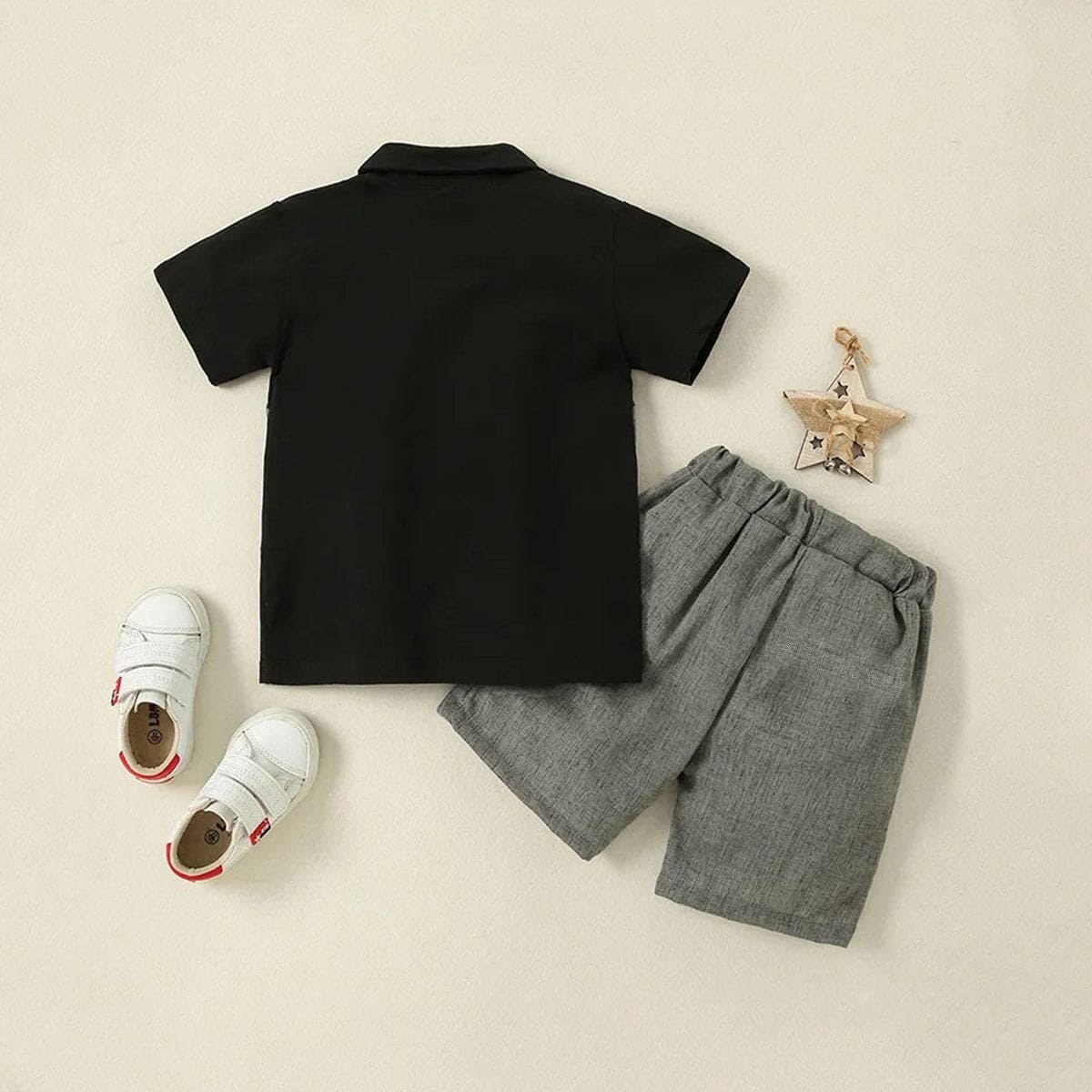 Boys Grey Short Sleeve Polo T-Shirt With Shorts Set 2 pc. Sets