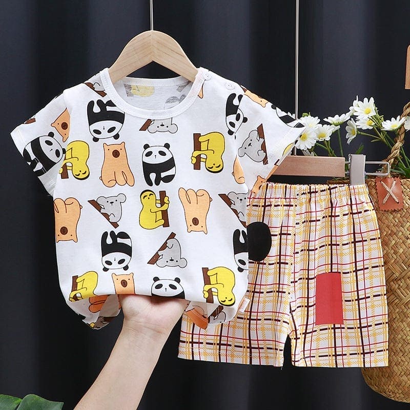 Boys Knitted Yellow Printed 2 Piece Sets