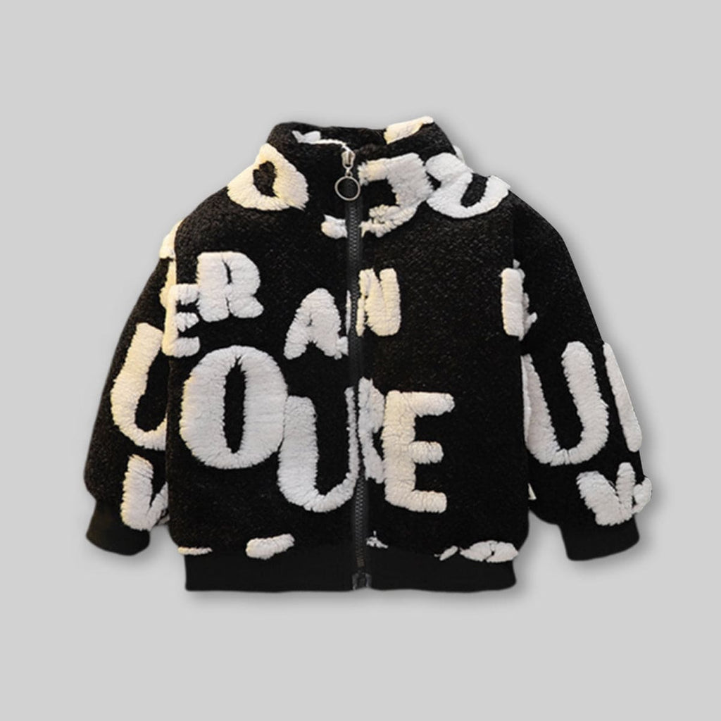 Boys Textured Fleece Jacket Coats & Jackets Black 1-2 Y 