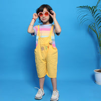Boys Multi Color Stripe T-Shirt With Yellow Dungaree Set 2 pc. Sets