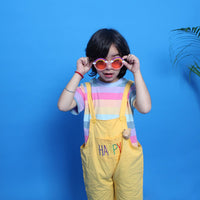Boys Multi Color Stripe T-Shirt With Yellow Dungaree Set 2 pc. Sets