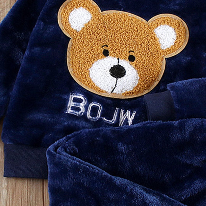 Boys Navy Velveteen Sweatshirt & Joggers Set Winterwear Sets   
