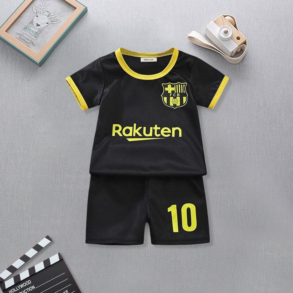 Boys Black Knitted Football Two Piece Set