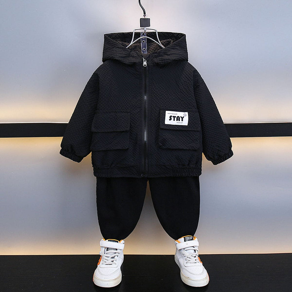 Boys Black Hooded Front Open Puffer Jacket Coats & Jackets Black 3-4 Y