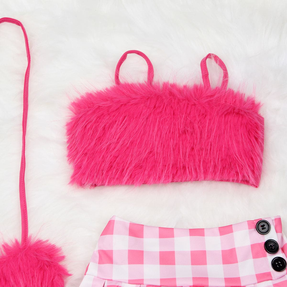 Girls Fuchsia Crop Top with Skirt & Sling Bag Sets