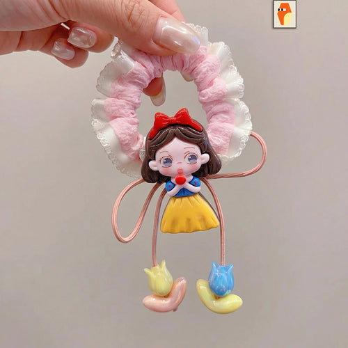 Pack of 2 Pcs Girls Multicolour Cartoon Princess Ponytail Holders Clips