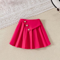 Girls Fuchsia Sleeveless Crop Top With Pleated Skirts Co-ord Sets Sets