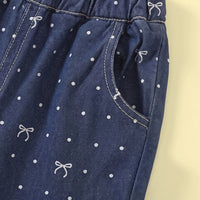 Girls Dark Blue Polka Dot Print Top With Pants Sets 2 pc. Sets
