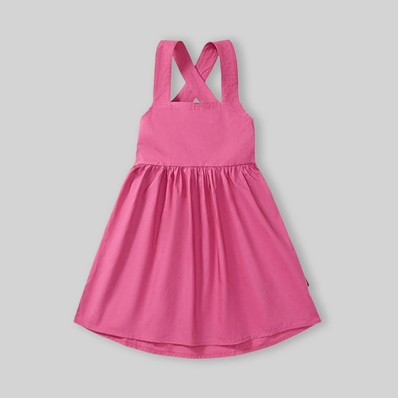 Girls Pink Crisscross Back Sleeveless A-Line Casual Dress Casual Dresses