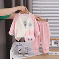 Girls Pink Graphics Printed Varsity Jacket With T-Shirt & Jogger & Sling Bag Sets Sets Pink 1-2 Y
