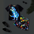 Boys Black Dinosaur Printed Glow in the Dark T-Shirt & Shorts Set 2 pc. Sets Black 3-4 Y