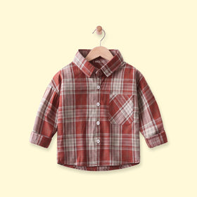 Boys Red Checked Long Sleeve Shirt Shirts Red 1-2 Y