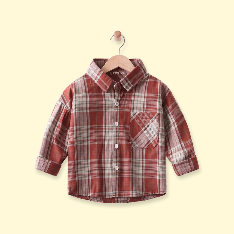 Boys Red Checked Long Sleeve Shirt Shirts Red 1-2 Y