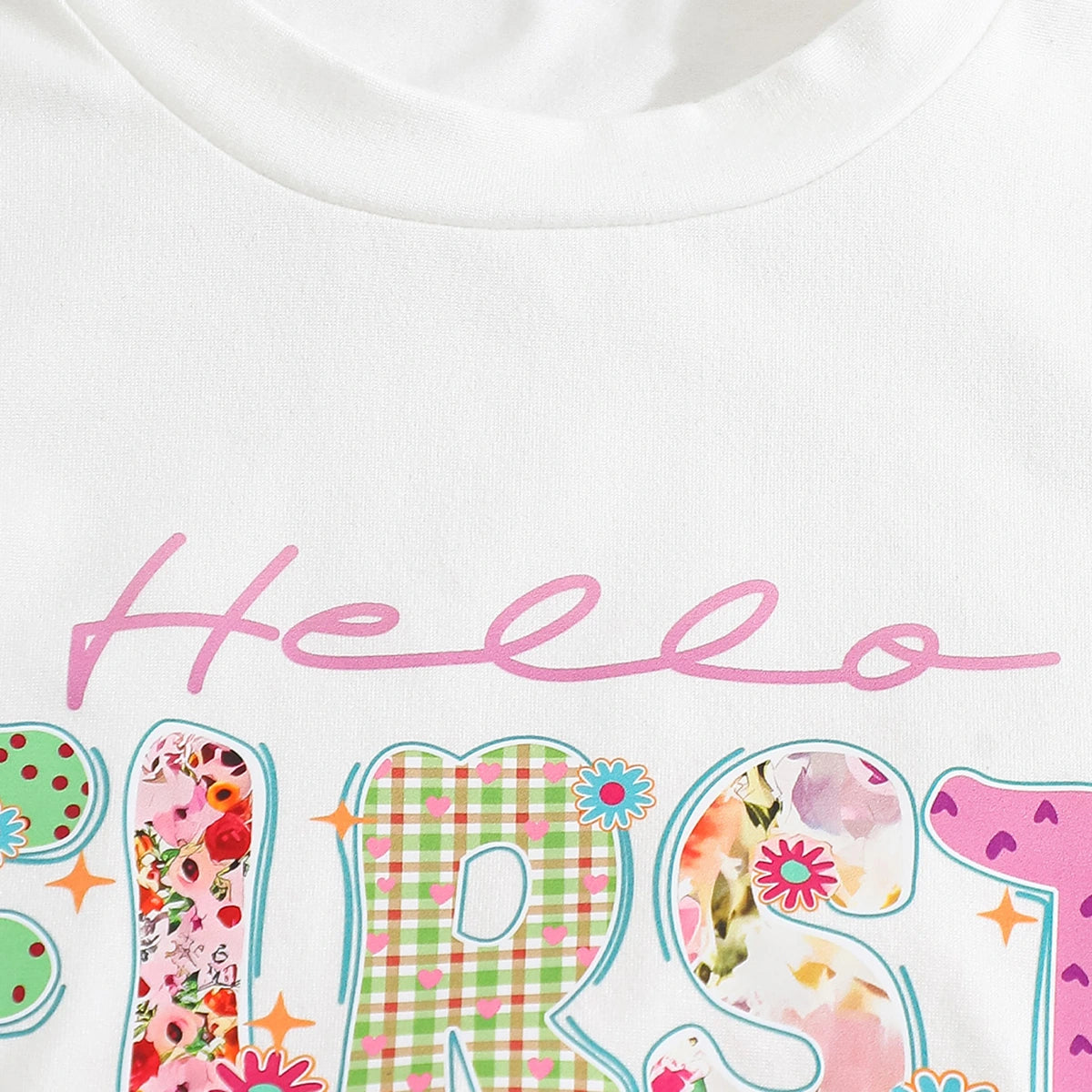 Girls White Typographic Print Short Sleeves T-Shirt With Shorts Set Sets