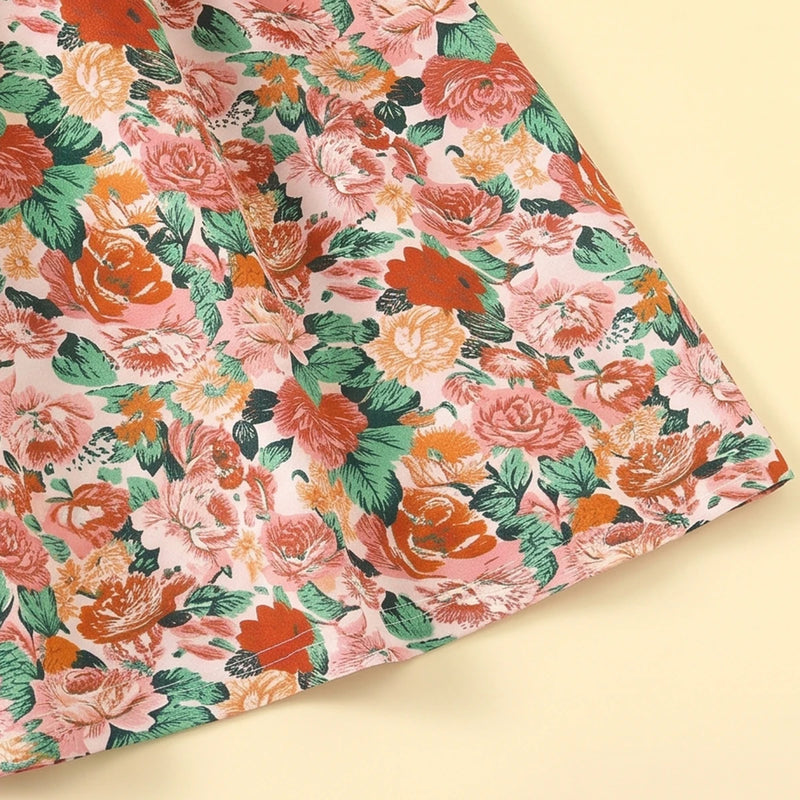Girls Multicolour Floral Print Sleeveless Flared Dress Casual Dresses