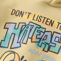 Boys Yellow Typographic Hooded Sweatshirt With joggers Sets Sets