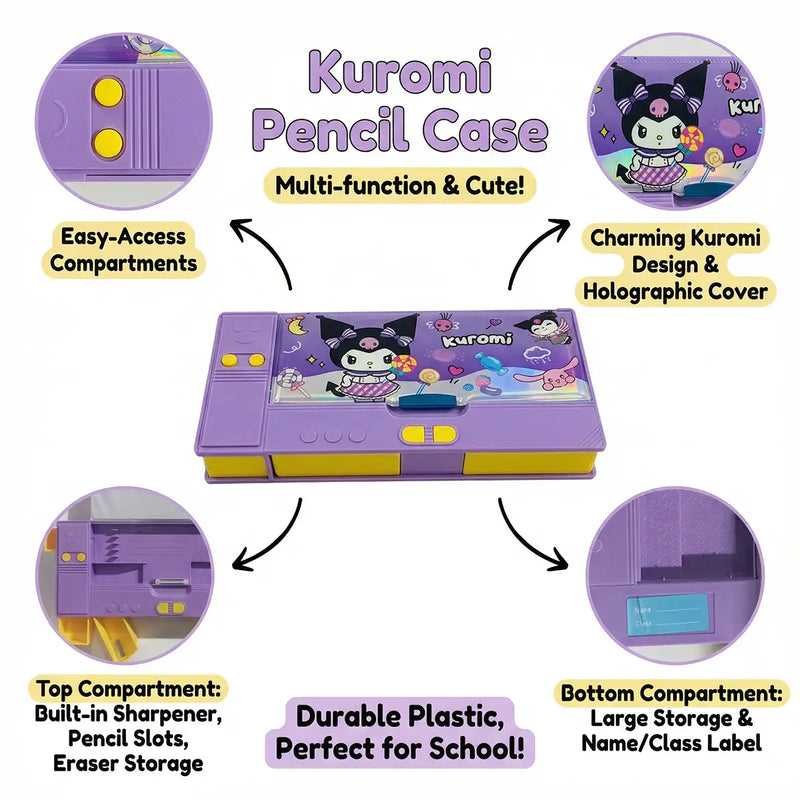 Kuromi Cartoon Magnetic Pencil Box Trending Accessories