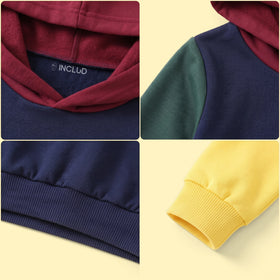 Boys Multicolour Colour-blocked Long Sleeve Hooded Sweatshirt Sweatshirts & Hoodies