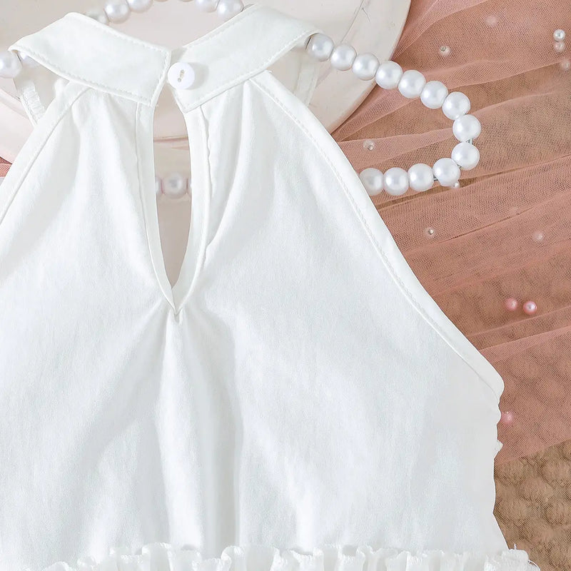 Girls White Ruffle Halter Top With Shorts Co-ord Sets Sets