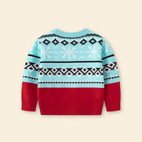 Boys Light Blue Self-Design Snowman-Themed Christmas Sweater Sweaters & Cardigans
