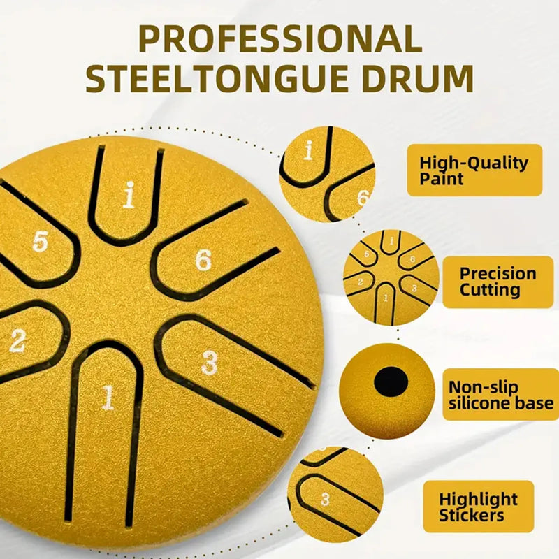 Kids Green Steel Tongue Musical Drum with Mallet Trending Accessories