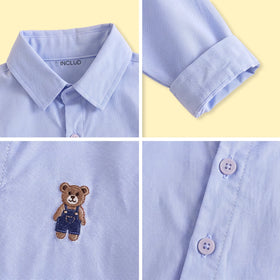 Boys Light Blue Embroidered Long Sleeve Shirt Shirts