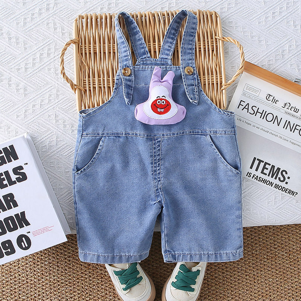 Boys Purple Striped Short Sleeves T-Shirt With Denim Dungaree Set 2 pc. Sets