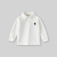 Boys White Long Sleeves Polo T-shirt Tshirts
