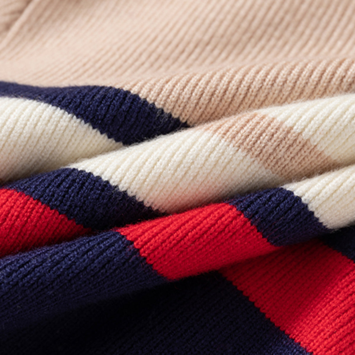 Boys Multicolor Half Zipper Polo Sweater With Self-Design Stripe Patterns Sweaters & Cardigans