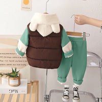 Boys Green Graphics Regular Sweatshirt With Sleeveless Jacket & Pants Sets 3 pc. Sets