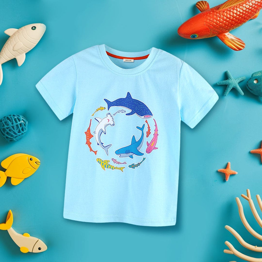 Boys Fish Print Short Sleeve T-Shirt