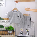 Boys Grey Typographic Print T-Shirt & Shorts Co-ord Sets Sets Grey 1-2 Y