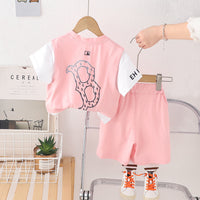 Boys Pink Typographic Printed Short Sleeves T-Shirt With Shorts Set 2 pc. Sets