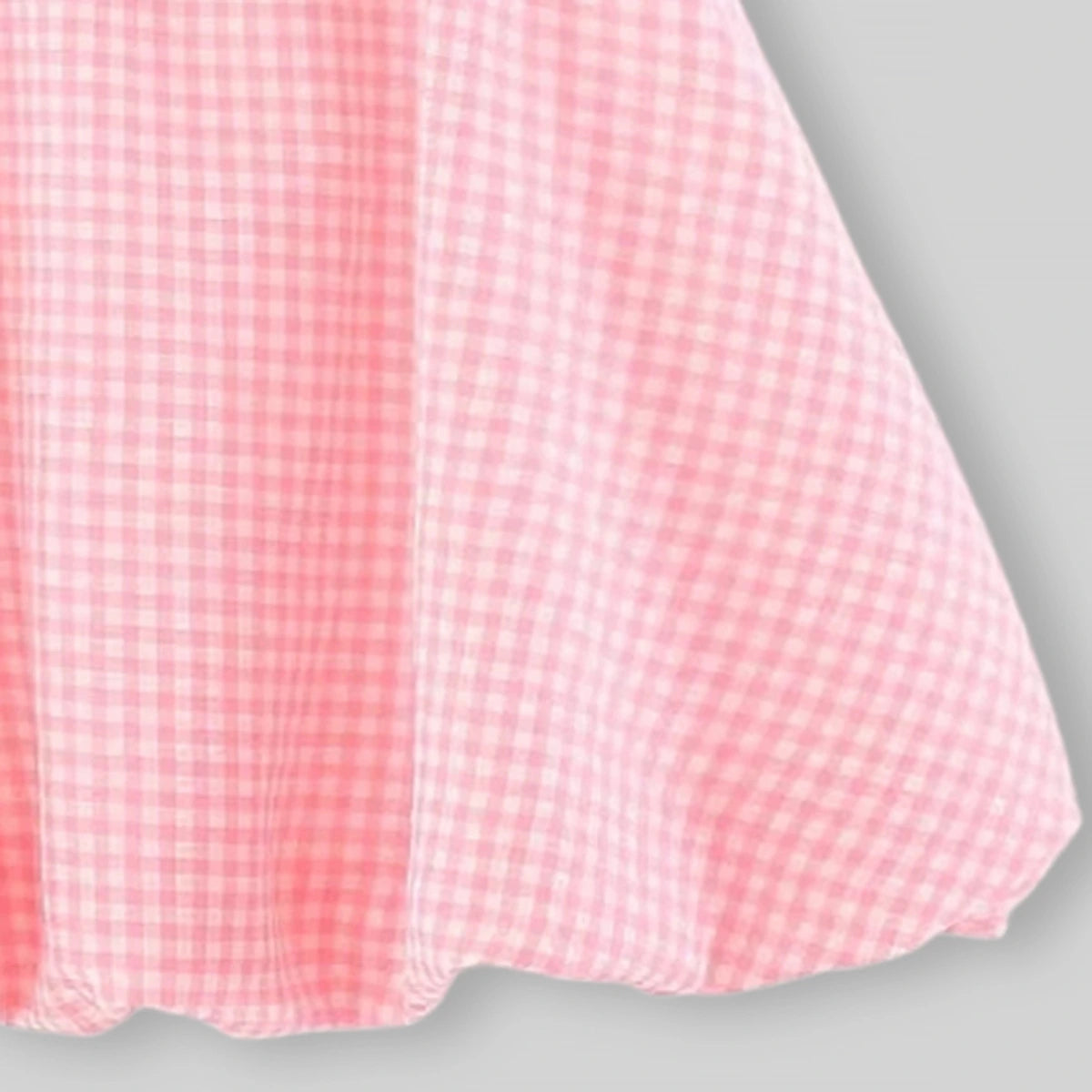 Girls Pink Checked Embroidered Ruffle Collar Sleeveless A-line Dress Casual Dresses