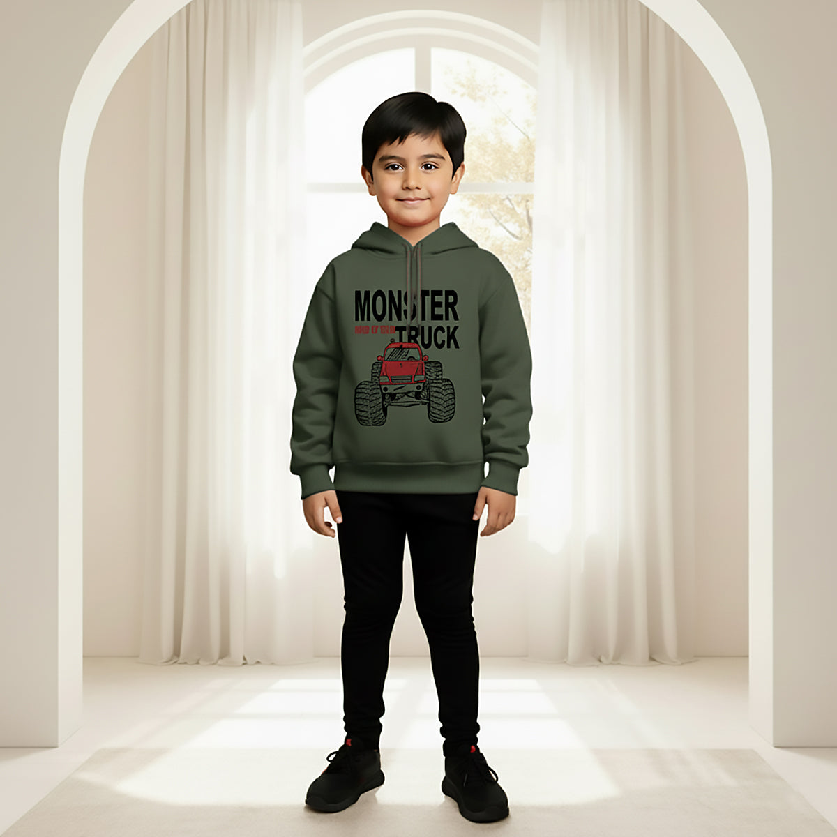Boys Green Monster Graphics Hoodies Sweatshirt Sweatshirts & Hoodies Green 5-6 Y