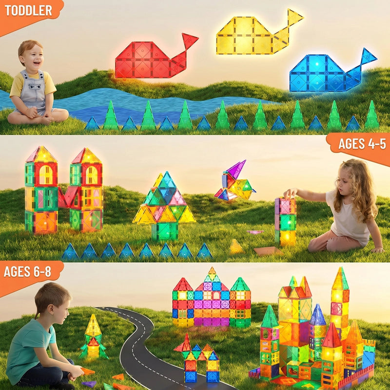 INCLUD Magnetic Tiles Set -Build, Learn & Imagine Bigger 50 Tiles Trending Accessories