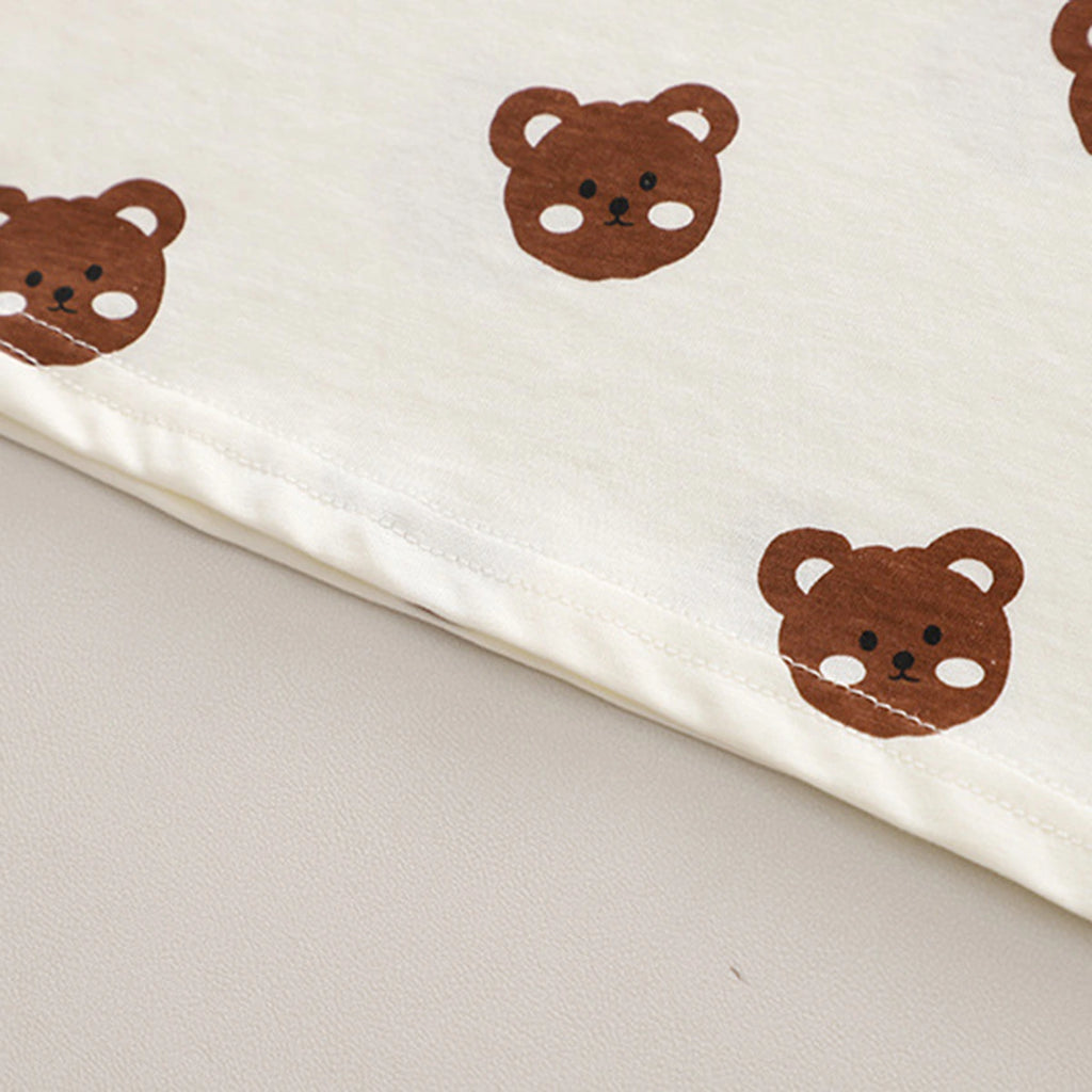 Boys Brown Bear Printed Round Neck T-Shirt With 3D Teddy Bear Applique Dungaree Sets 2 pc. Sets