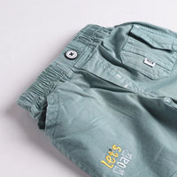 Boys Green Stripes Lion Embroidery Shirt With Twill Shorts Sets 2 pc. Sets