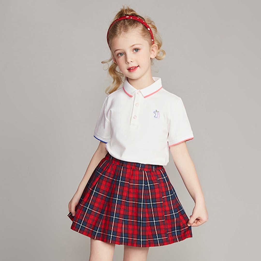 Girls Short Sleeve Polo Neck T-Shirt Tshirts White 3-4 Y 