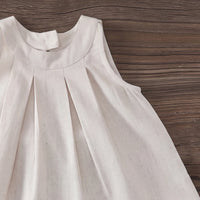 Girls Beige Pleated Sleeveless Top With Pants Sets 2 pc. Sets