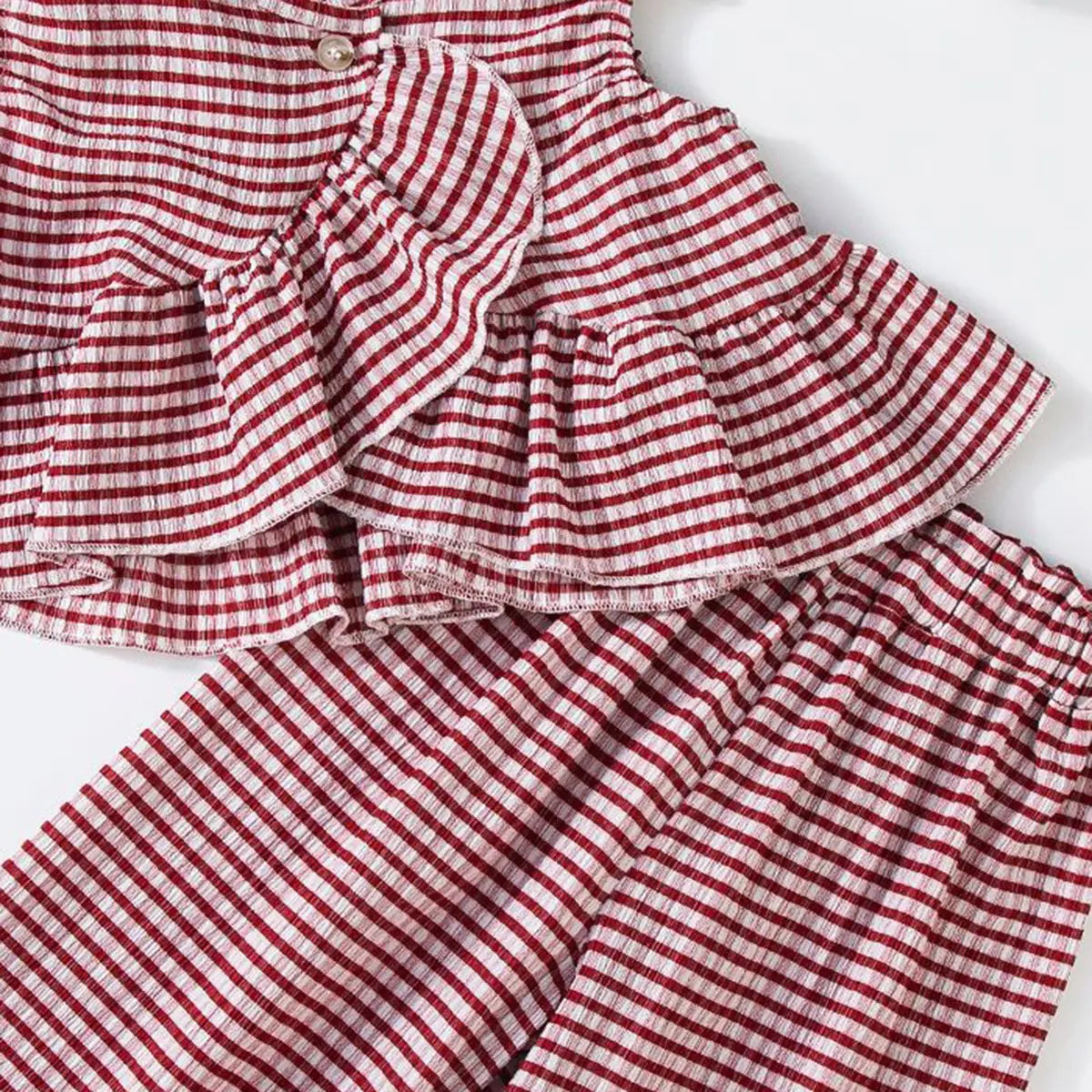 Girls Burgundy Checked Sleeveless Top With Pants Co-ord Sets Sets