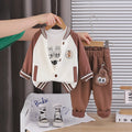 Boys Brown Graphics Jacket With T-Shirt and Pants Sets Sets Brown 1-2 Y