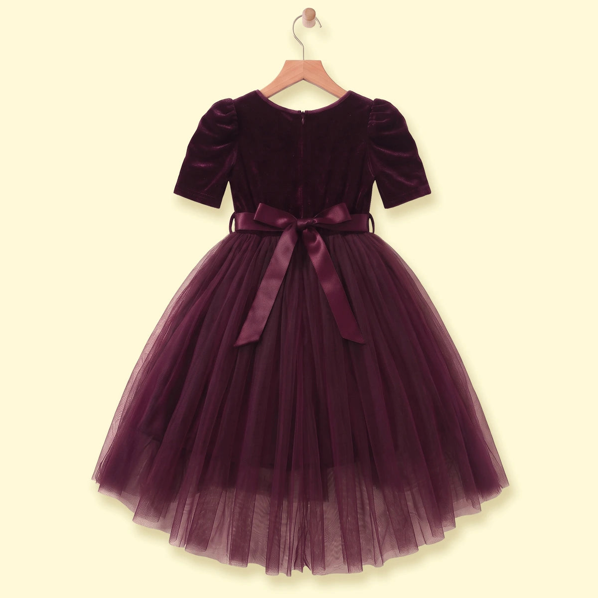 Girls Purple Solid High-Low Party Dress Party Dresses