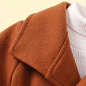 Girls Brown Solid Long Sleeve Trench Coat Coats & Jackets