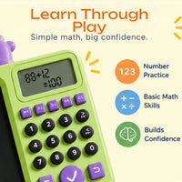 2-in-1 Dinosaur Calculator & LCD Writing Tablet - Math Learning & Drawing Board with Stylus, Green Trending Accessories