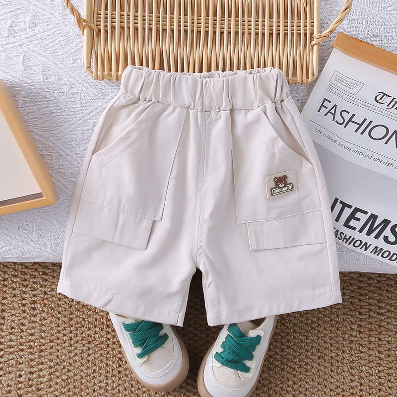Boys Black Horizontal Striped Polo T-Shirt With Shorts Set 2 pc. Sets