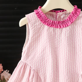 Girls Pink Striped Sleeveless Top With Pants Sets 2 pc. Sets