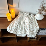 Girls Off White Fleece Floral Printed Zip-up Jacket With Pants Co-ord Sets