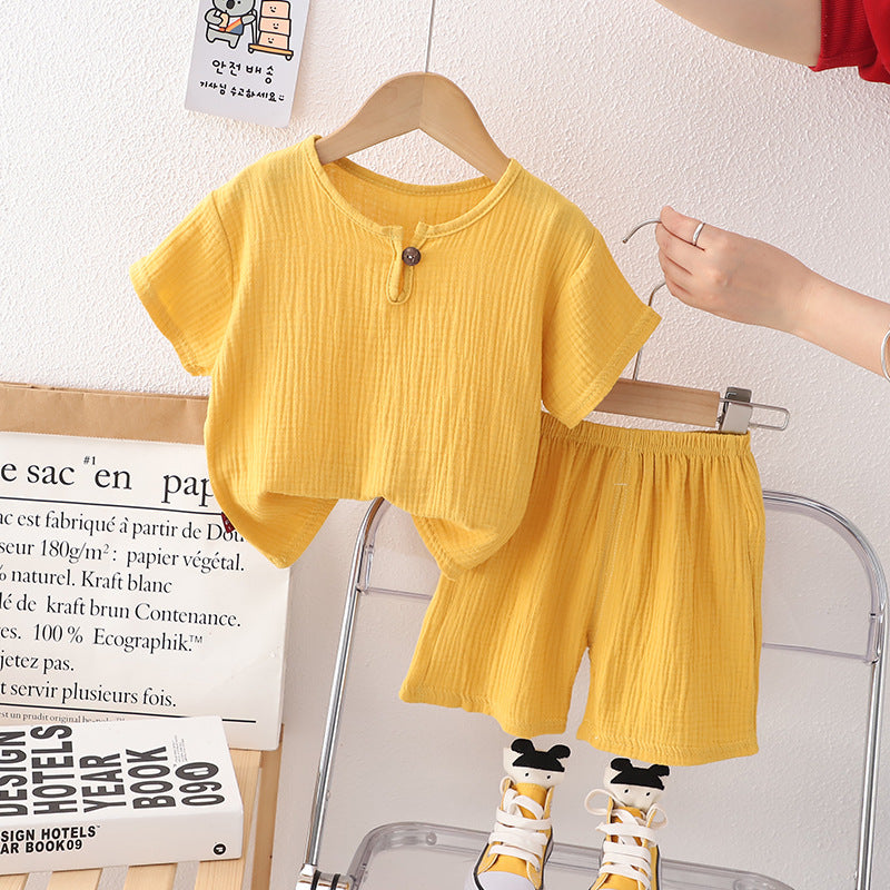 Boys Yellow Top With Elasticated Shorts Sets Yellow 1-2 Y 